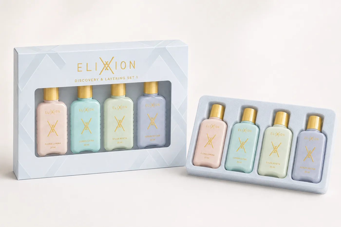 ELIXXION Discovery and Layering Set 1 in a pale blue box