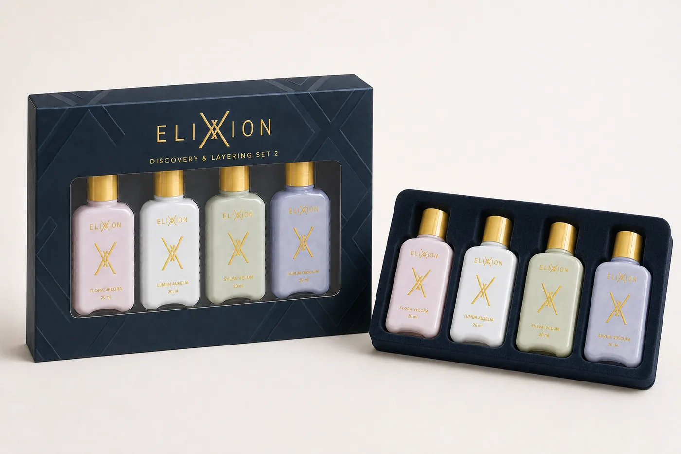 ELIXXION Discovery and Layering Set 2 in a navy box